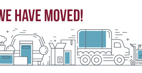 We have moved. Image of moving supplies.