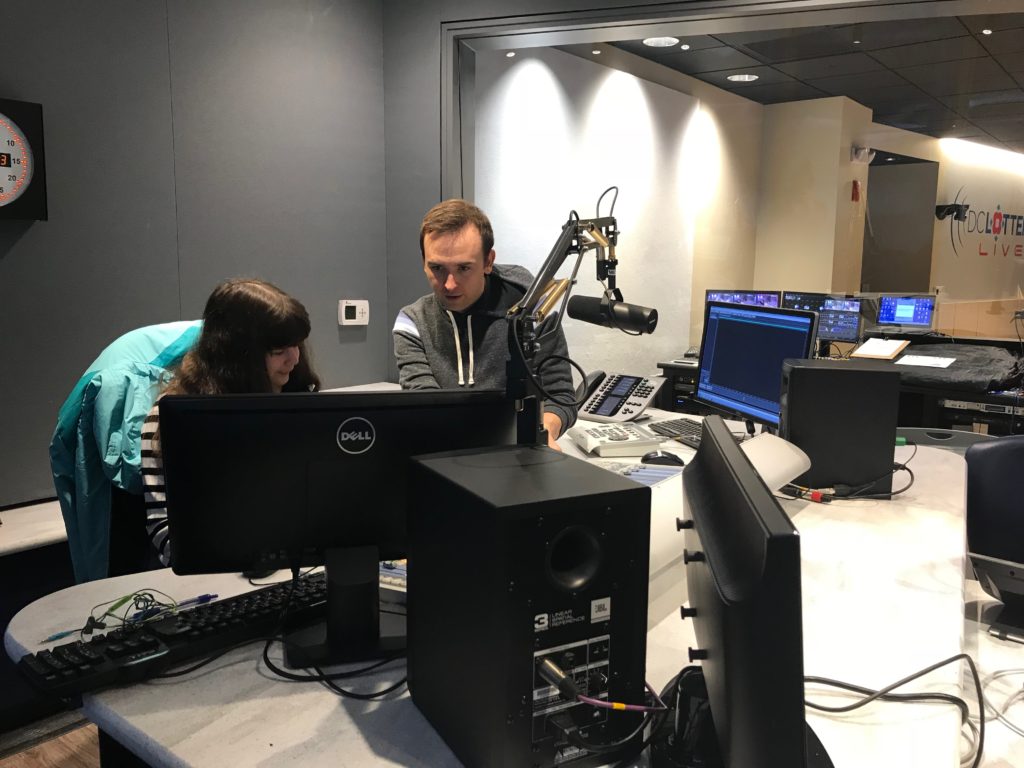 Hilary and Tommy McFly of 94.7 Fresh FM in the studio!